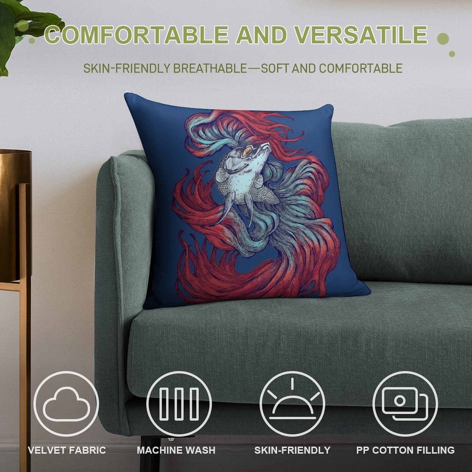 Betta New Wave Soft Skin-Friendly Throw Pillow