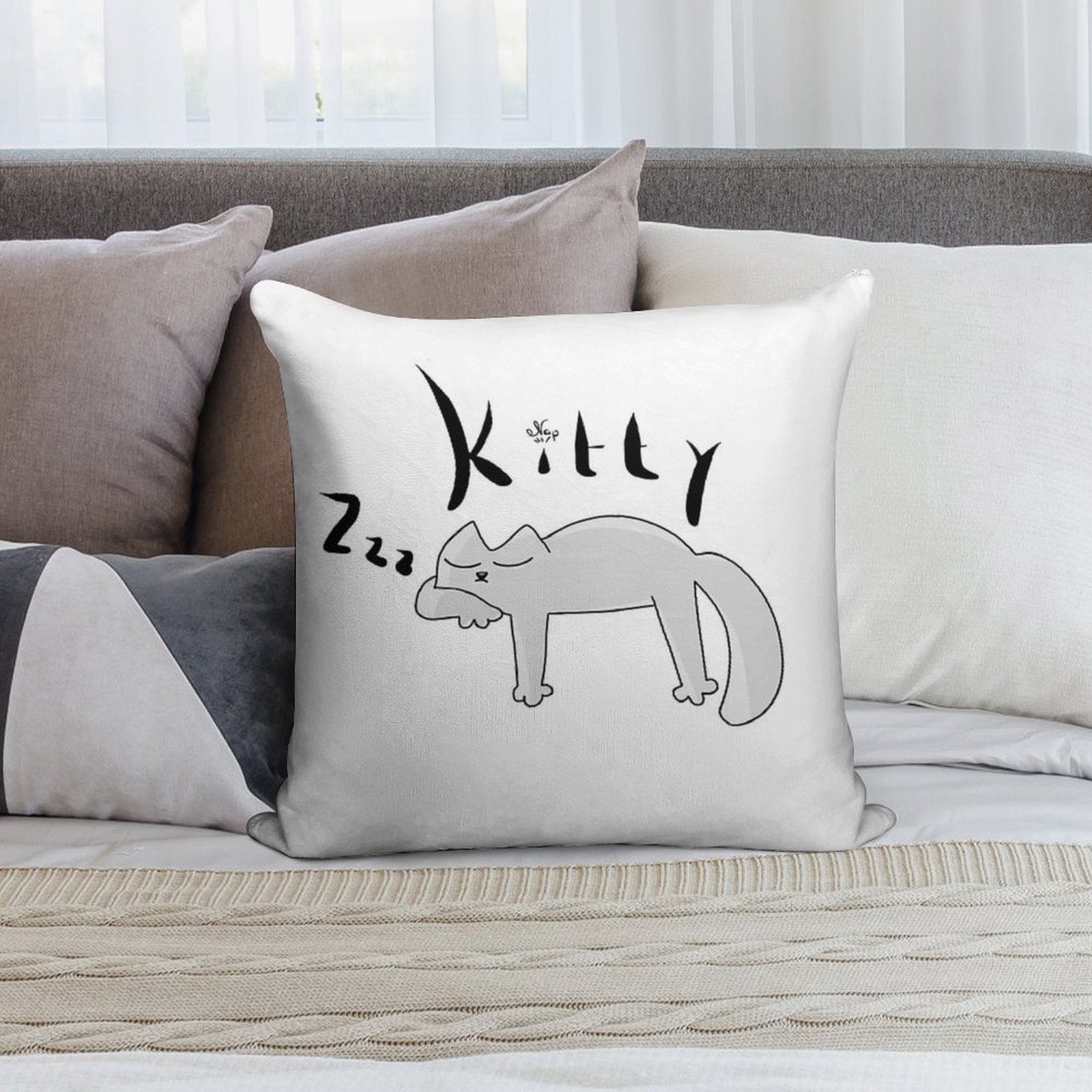 SIMONS Kitty CAT Taking A Nap Soft Reinforced Edging Throw Pillow