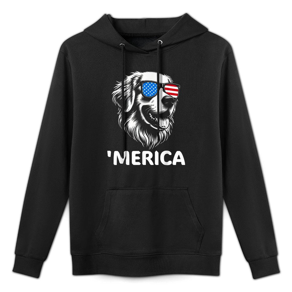 Merica Patriotic Golden Retriever Dog 4th of July Moisture-Wicking Hoodie