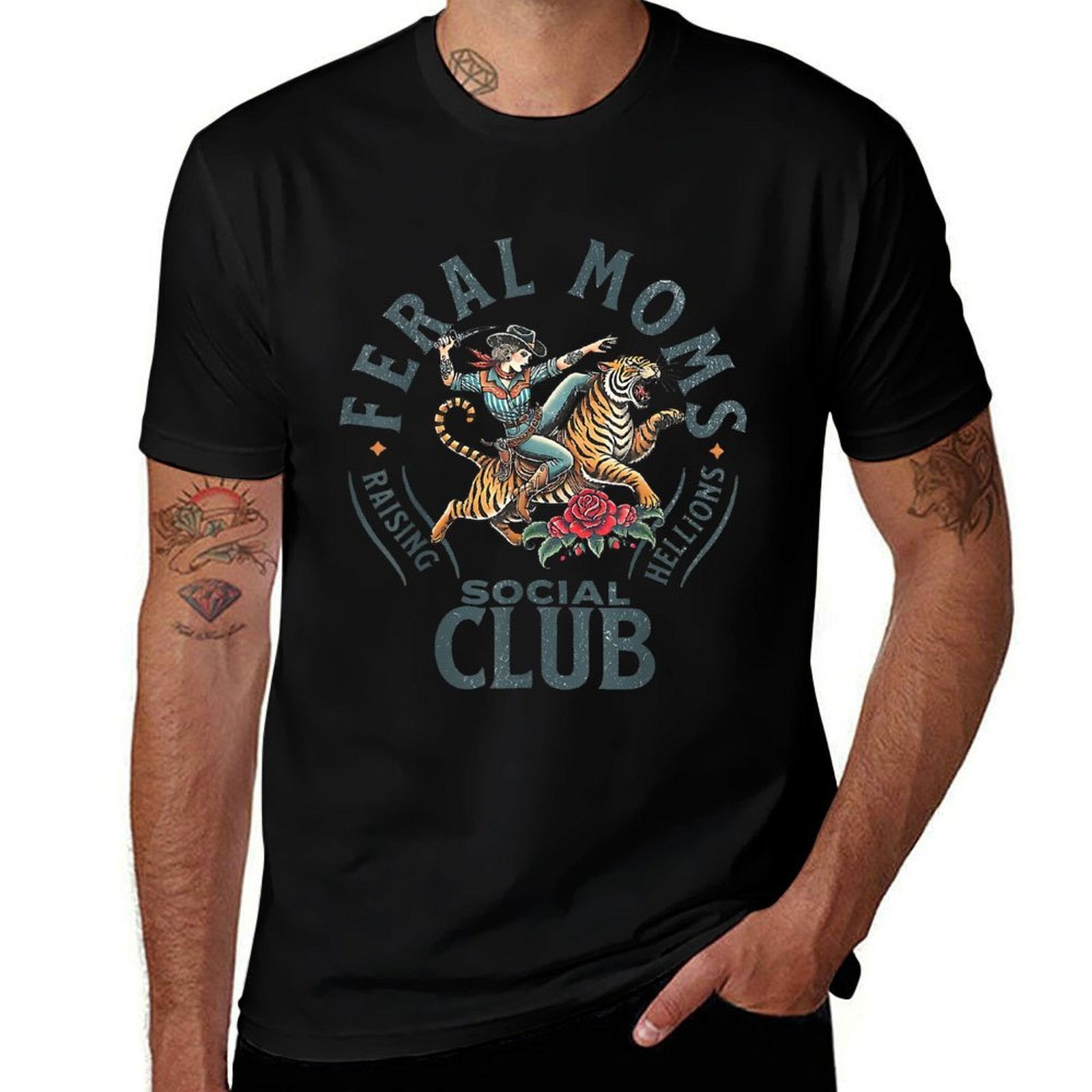 Feral Moms Social Club Trendy Mom Apparel  Vintage-inspired T-Shirt
