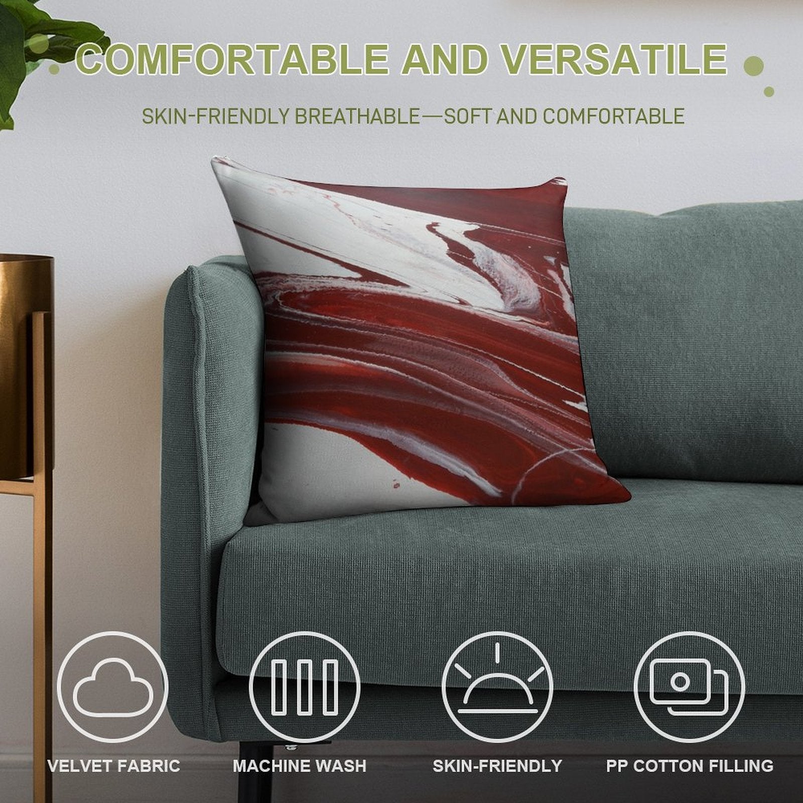 Ruby Pillars Soft Short Plush Fabric Throw Pillow