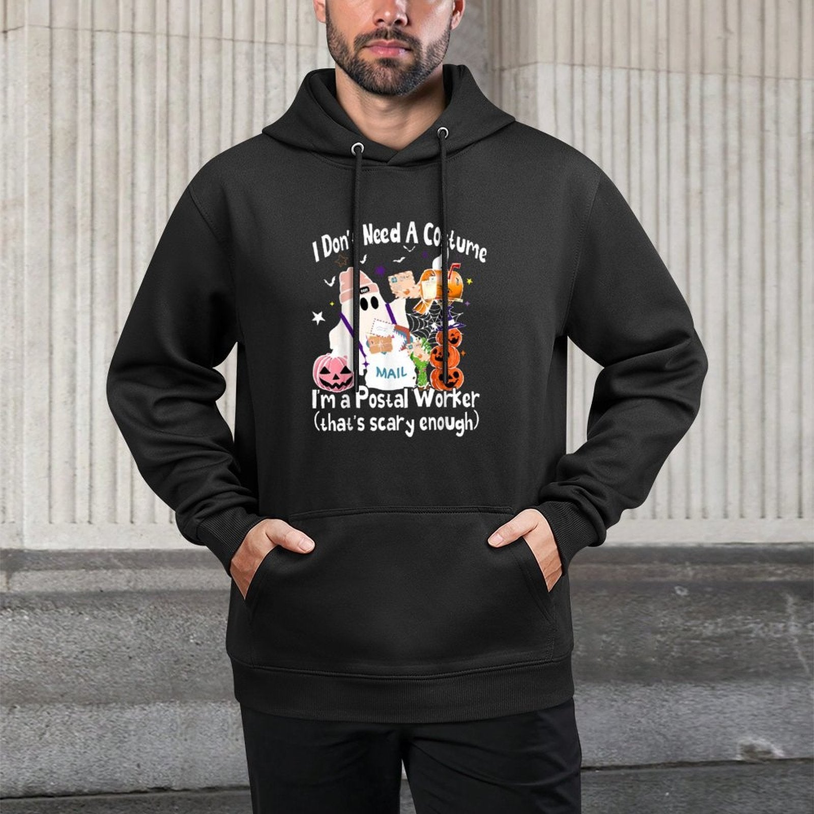 I Dont Need A Costume Im A Postal Worker Ghost Halloween Machine Washable Hoodie