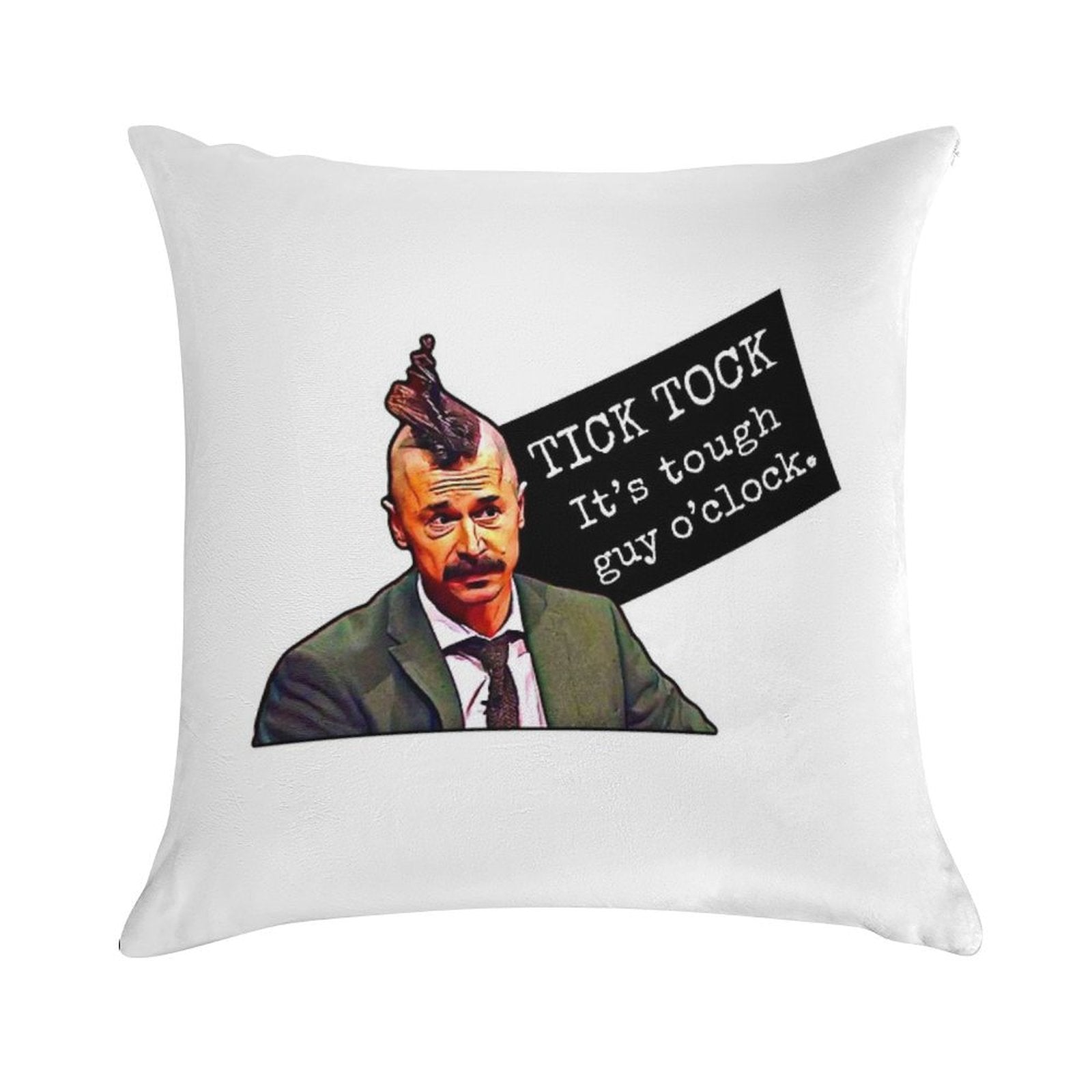 Tick Tock, It's Tough Guy O'clock - Mike Wozniak Soft Short Plush Fabric Throw Pillow