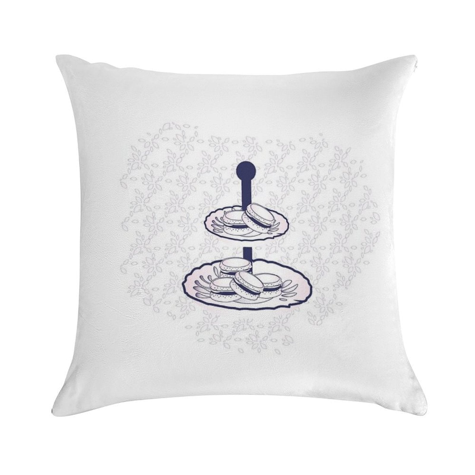 Macaron Display with Blue Outline Soft Anti-Pilling Throw Pillow