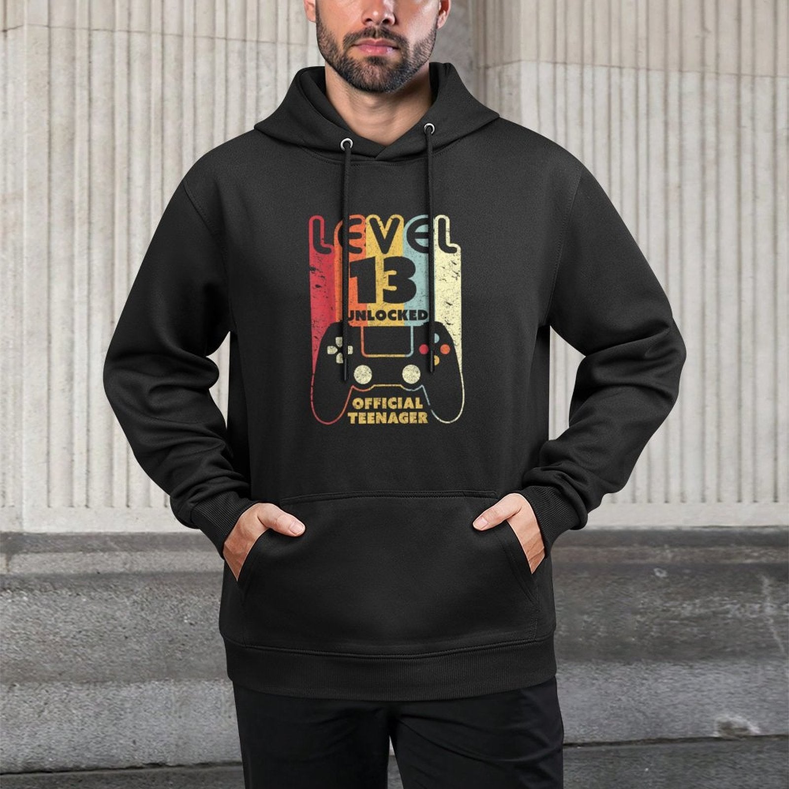 Level 13 Unlocked 13th Birthdaynage Vintage Shrink-Resistant Hoodie