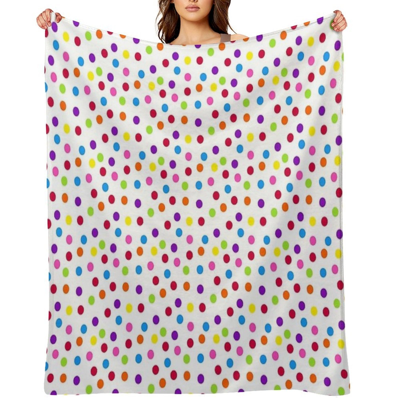 Rainbow Multi-color Confetti Polka Dot All-season Throw Blanket