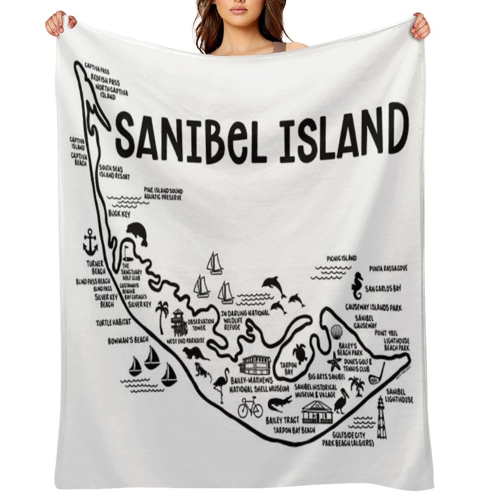 Sanibel Island Map Quick-dry Throw Blanket
