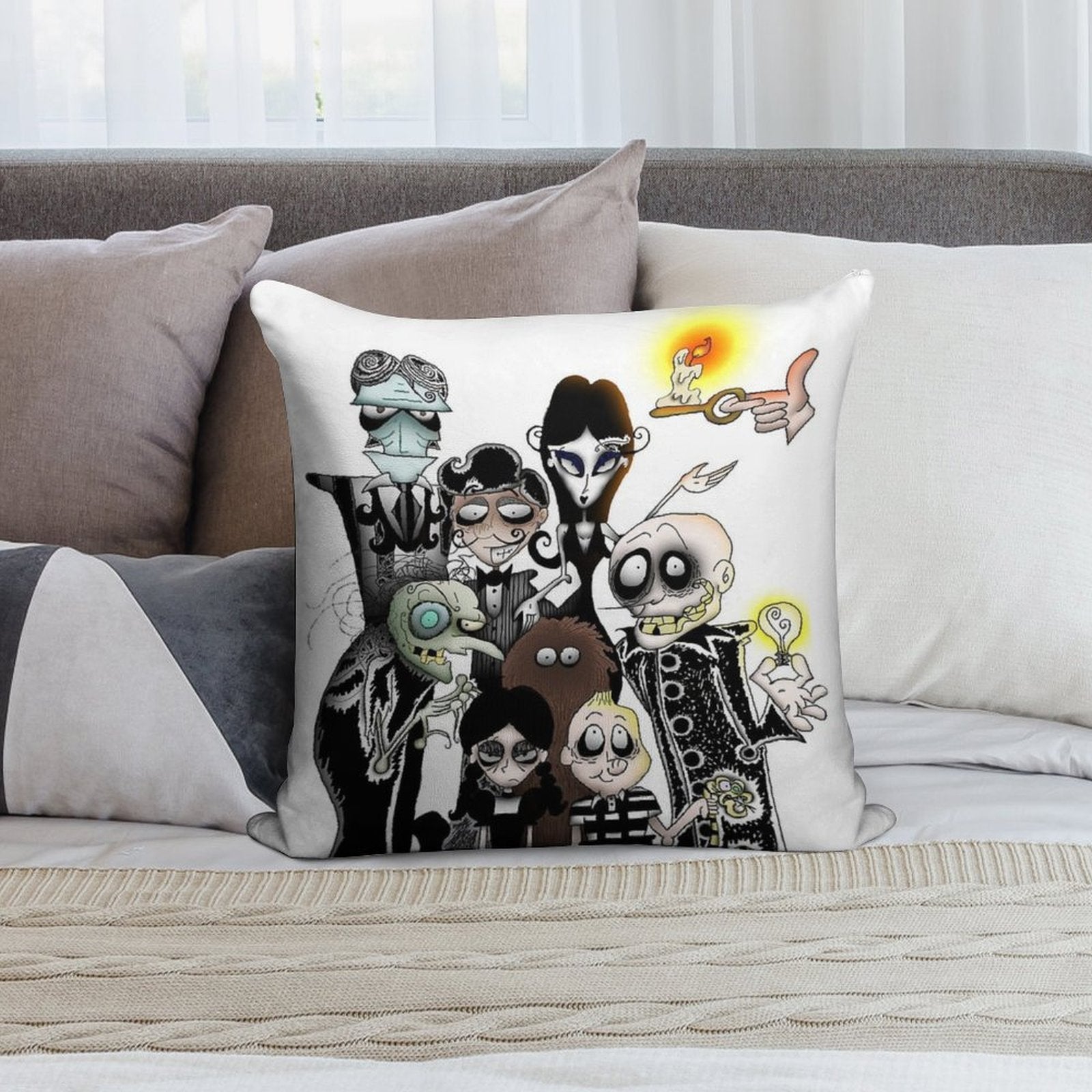 The Addams Family Portrait Soft Gift Ready Throw Pillow
