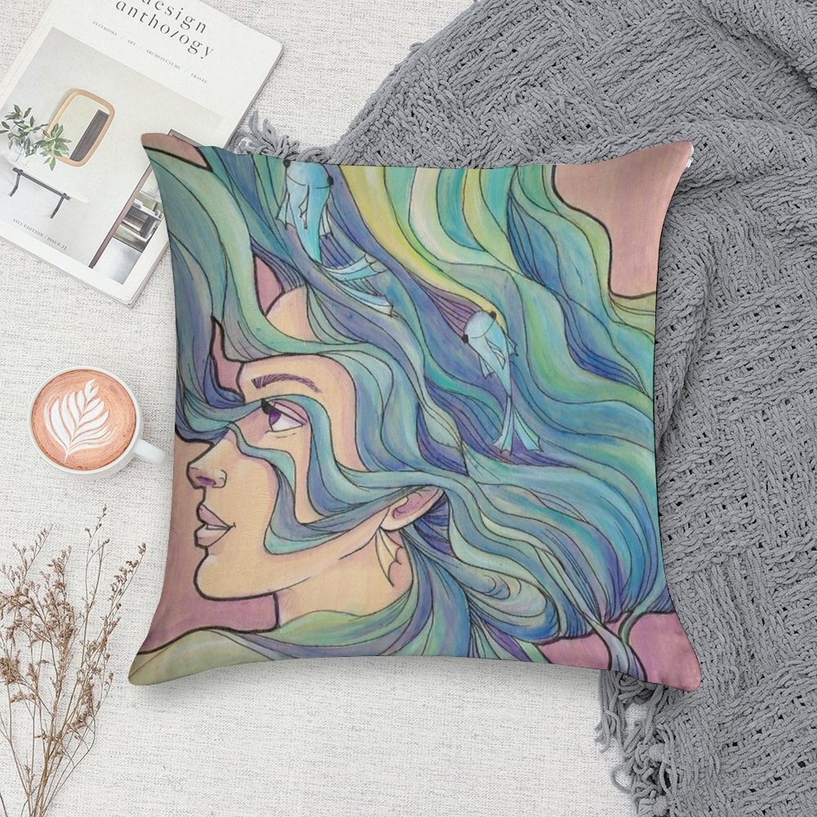 Ocean Wave Soft Washable Throw Pillow