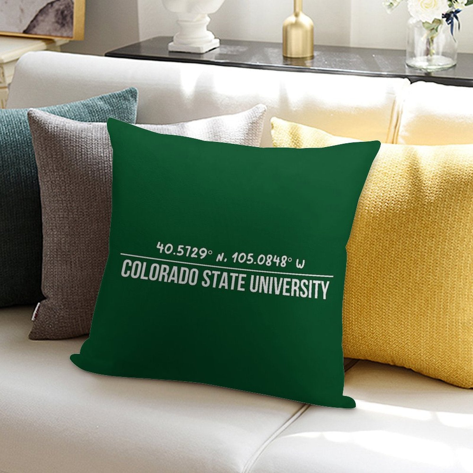 White Coordinates of CSU Bold Green BG Soft Home Decor Throw Pillow