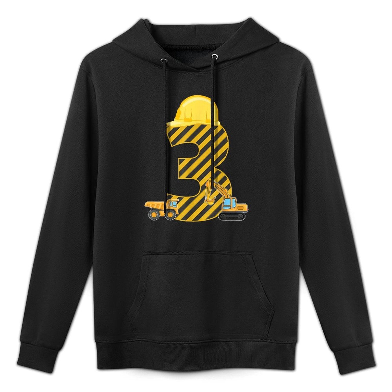 Three 3yr 3rd Birthday Construction Outfit Boy 3 Years Old Pilling-Resistant Hoodie