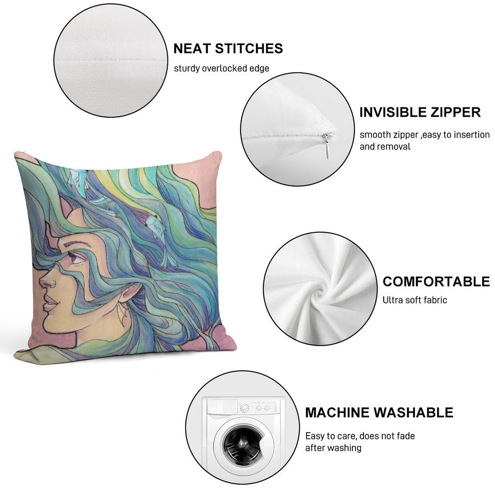 Ocean Wave Soft Washable Throw Pillow