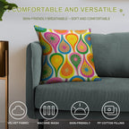 Colorful And Bright Mid Century Modern Atomic Drops Retro Pattern Soft Gift Ready Throw Pillow