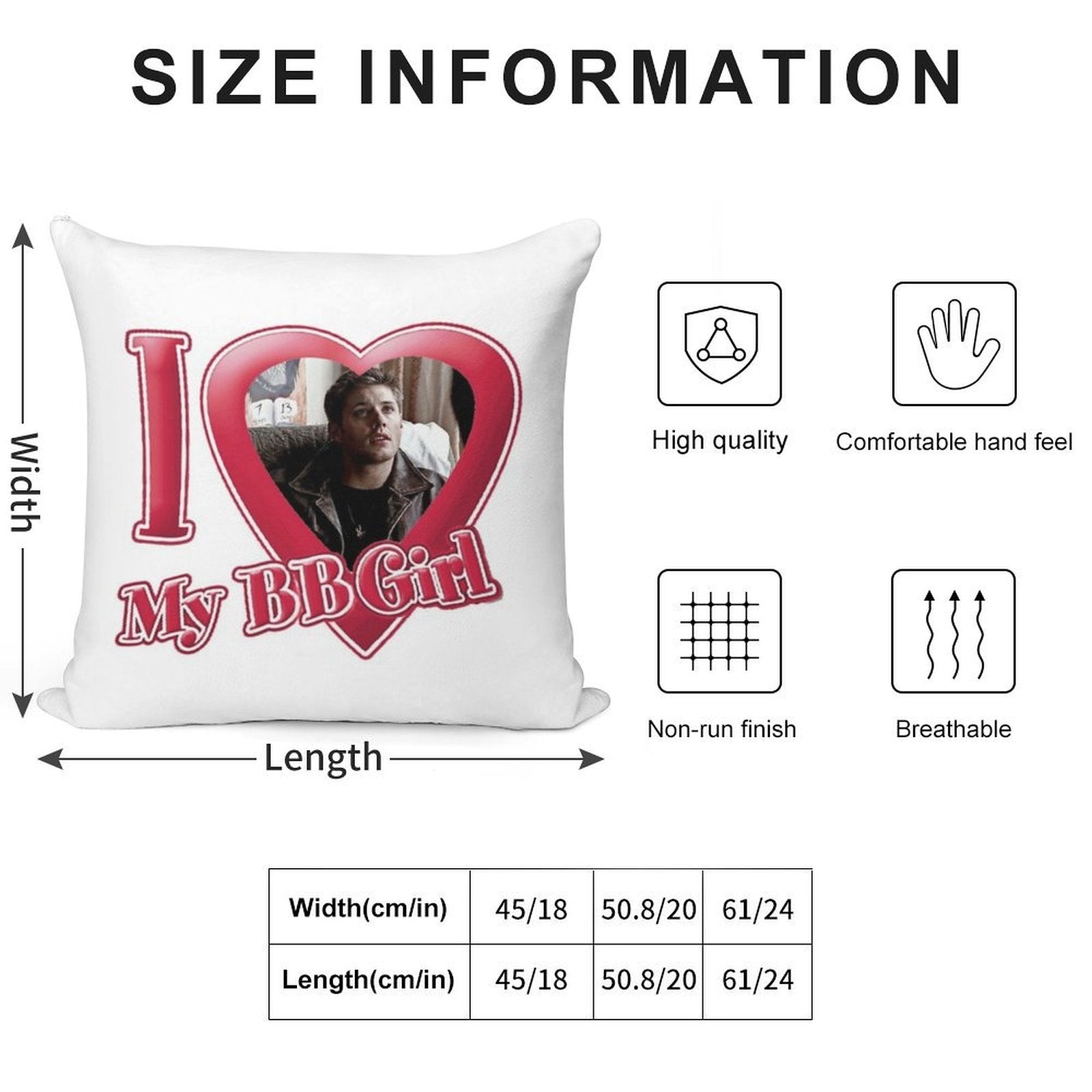 I Love My Babygirl Dean Winchester Soft Shrink-Resistant Throw Pillow