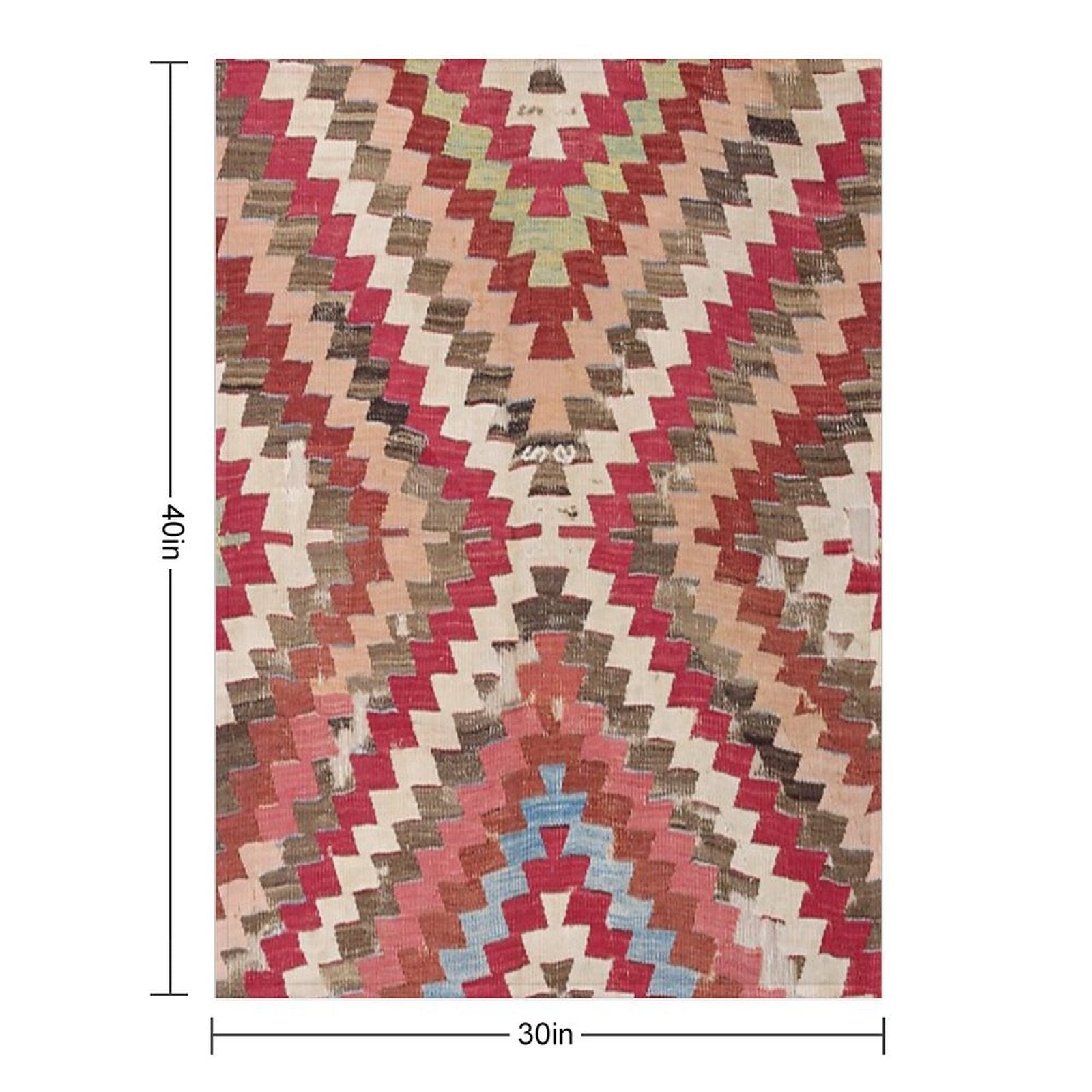 Baklava Chevron Star II  18th Century Authentic Colorful Light Pink Green Blue Accent Pattern Sustainable Throw Blanket