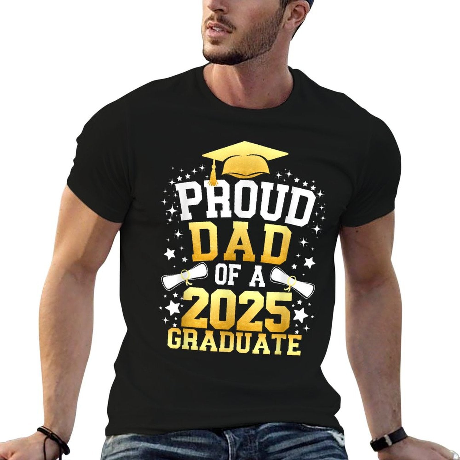 Proud Dad of A 2025 Graduate Dad Graduation 2025 Father  Eco-friendly Material T-Shirt