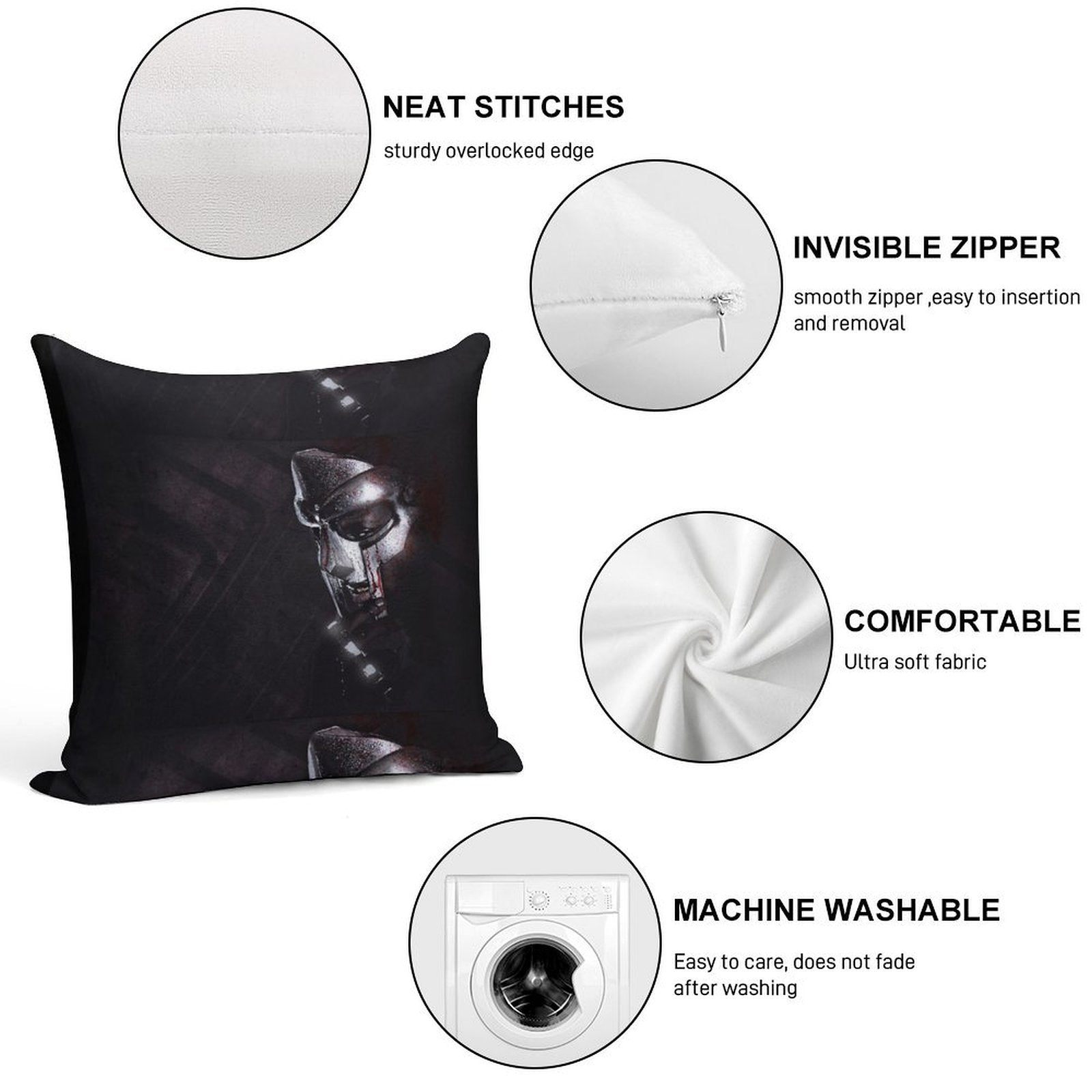 Metalface Soft Multiple Sizes Throw Pillow