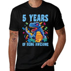 Happy 5 Birthday 5 Year Old Autistic Autism 5th Birthday  Cotton T-Shirt