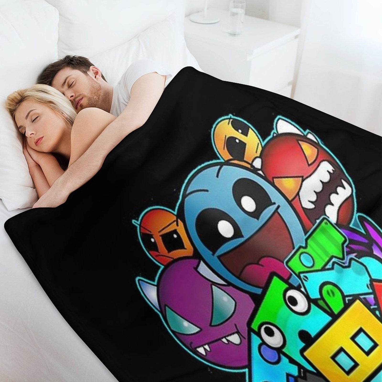 Geometric Dash Plush Throw Blanket