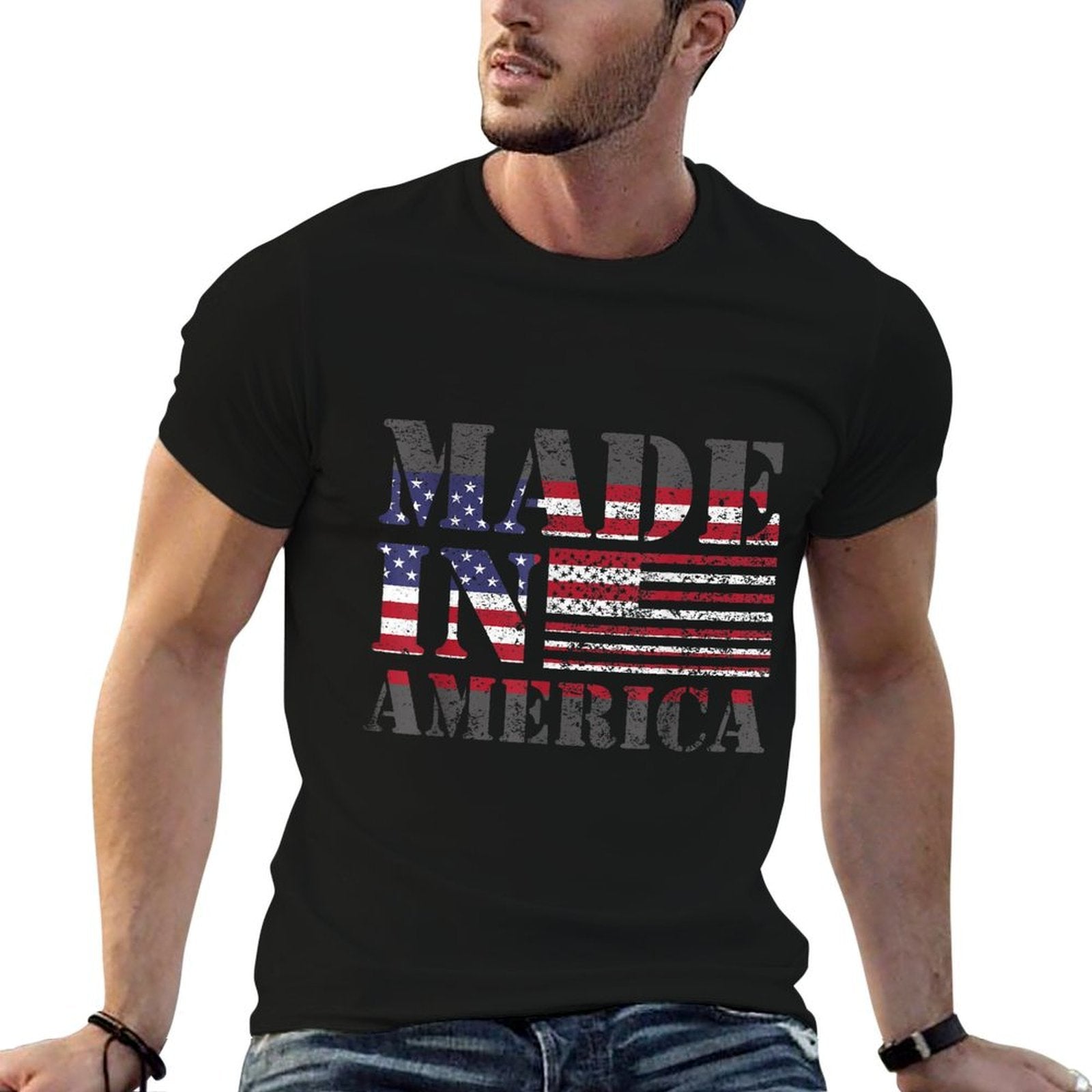 Made In America Born And Raised American  Tagless Design T-Shirt