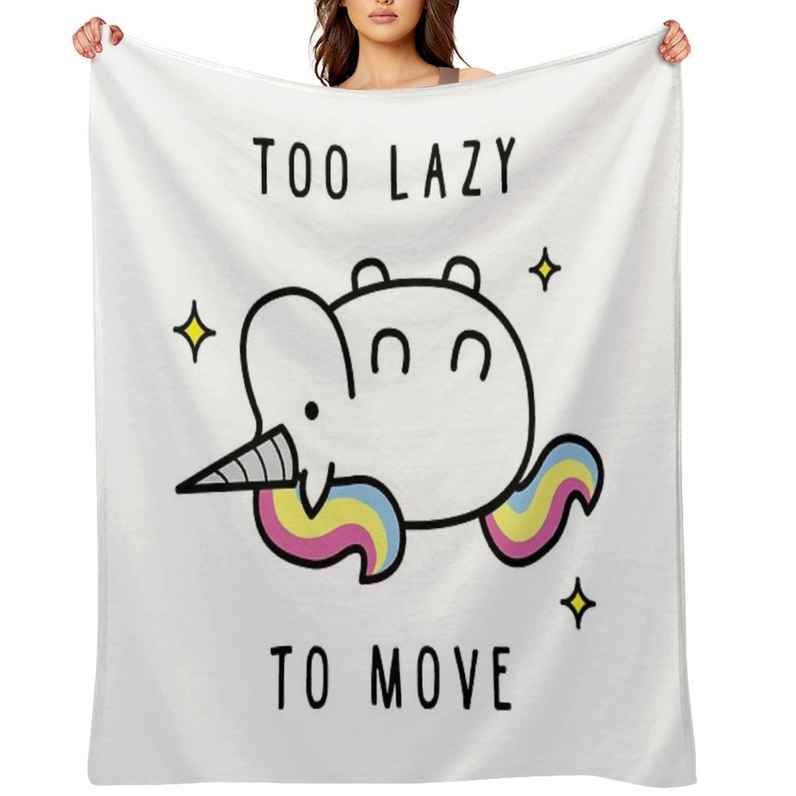 Too Lazy To Move Unicorn T-Shirt Versatility Throw Blanket