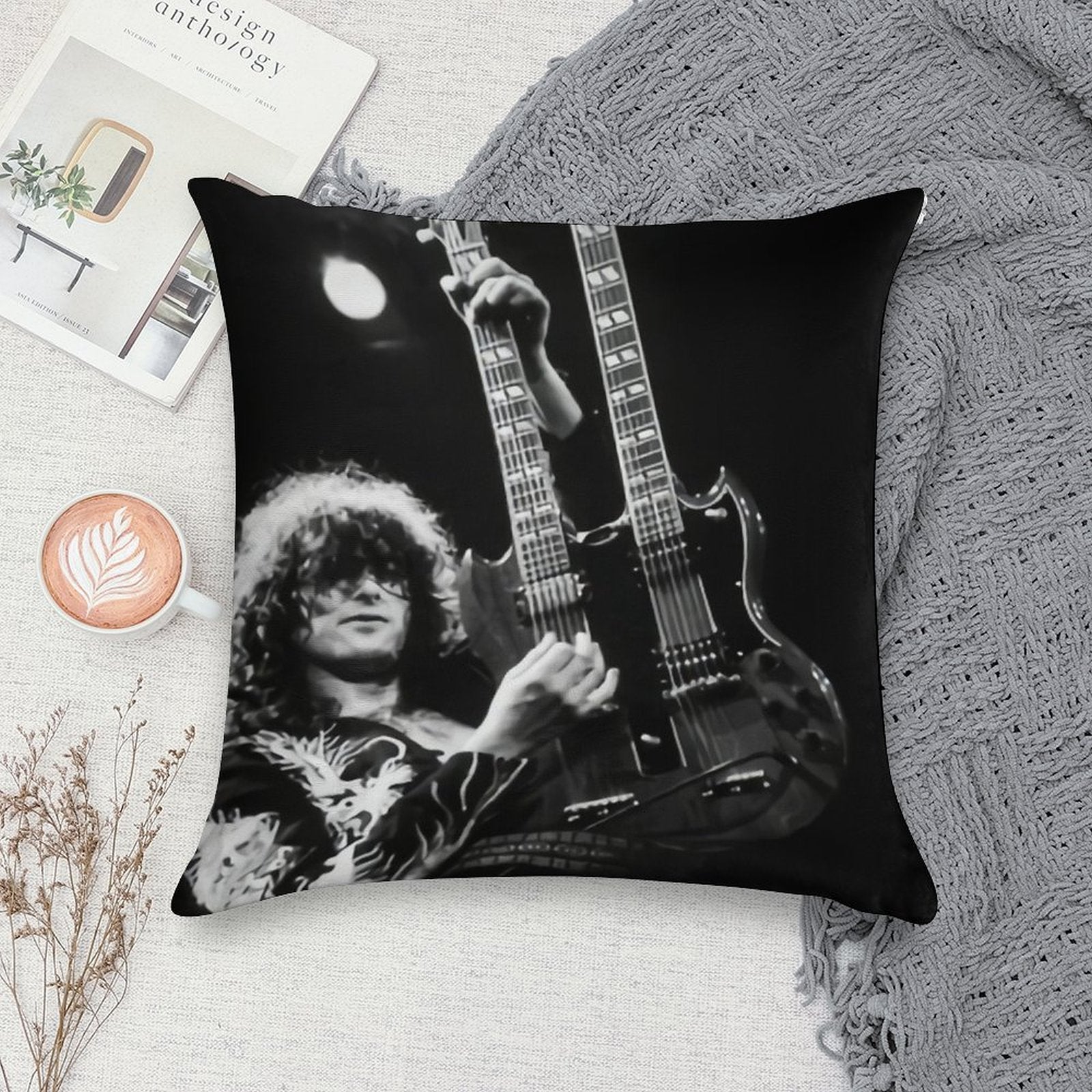 Jimmy Guitaris Poster Soft Hidden Zipper Throw Pillow