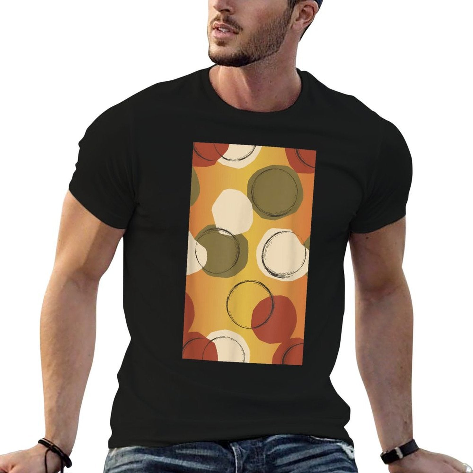Abstract Art Circular Patterns Boho Colors  Stretchy T-Shirt