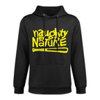 Naughty By Nature – Yellow Logo Black Shape Retention Hoodie