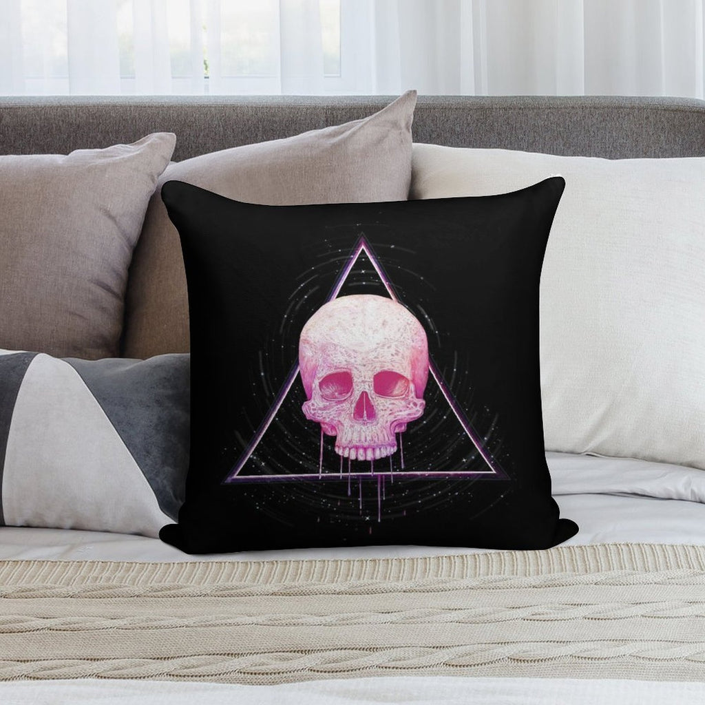 Skull in Triangle on Black Soft Warmth Comfort Throw Pillow