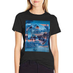 Geometric Blue Lake Abstract Sacred Geometry Landscape  Vintage-inspired T-Shirt