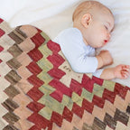 Baklava Chevron Star II  18th Century Authentic Colorful Light Pink Green Blue Accent Pattern Sustainable Throw Blanket