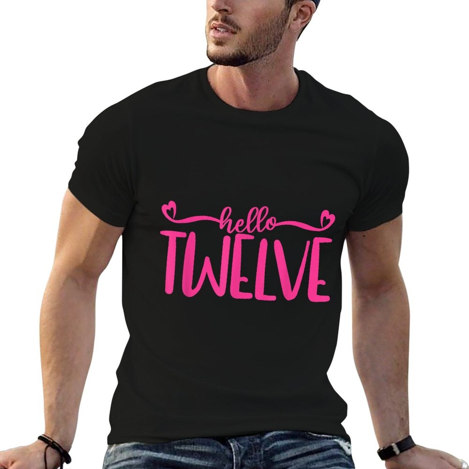 Hello Twelve 12 Years Old Cute For Girls, Pink 12th Birthday  Moisture-wicking T-Shirt