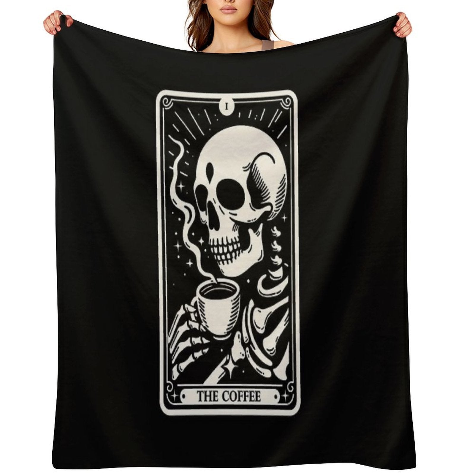 The Coffee Tarot Skul Sustainable Throw Blanket