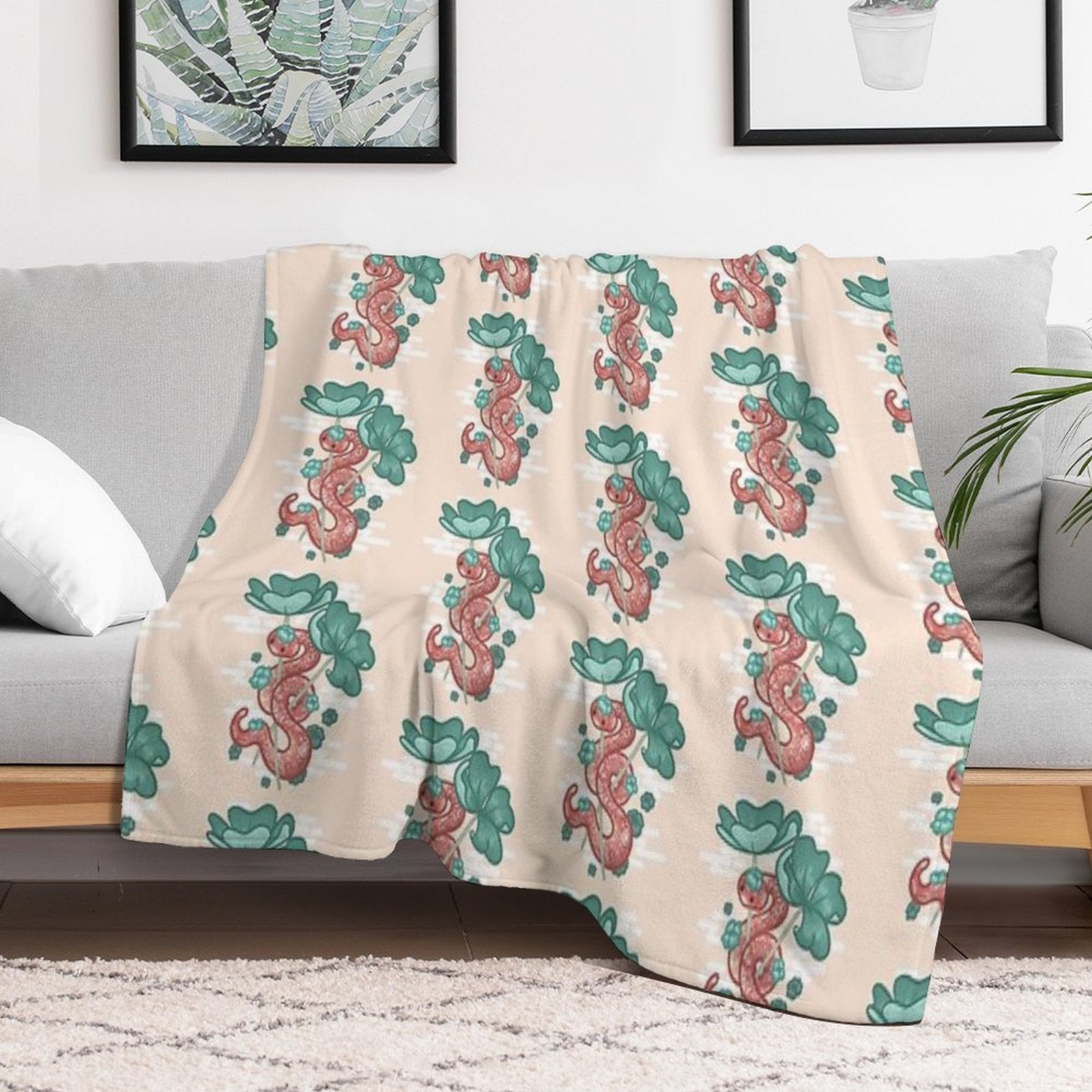 Red Snake Surrounded by The Clover Leaf Comfort Throw Blanket