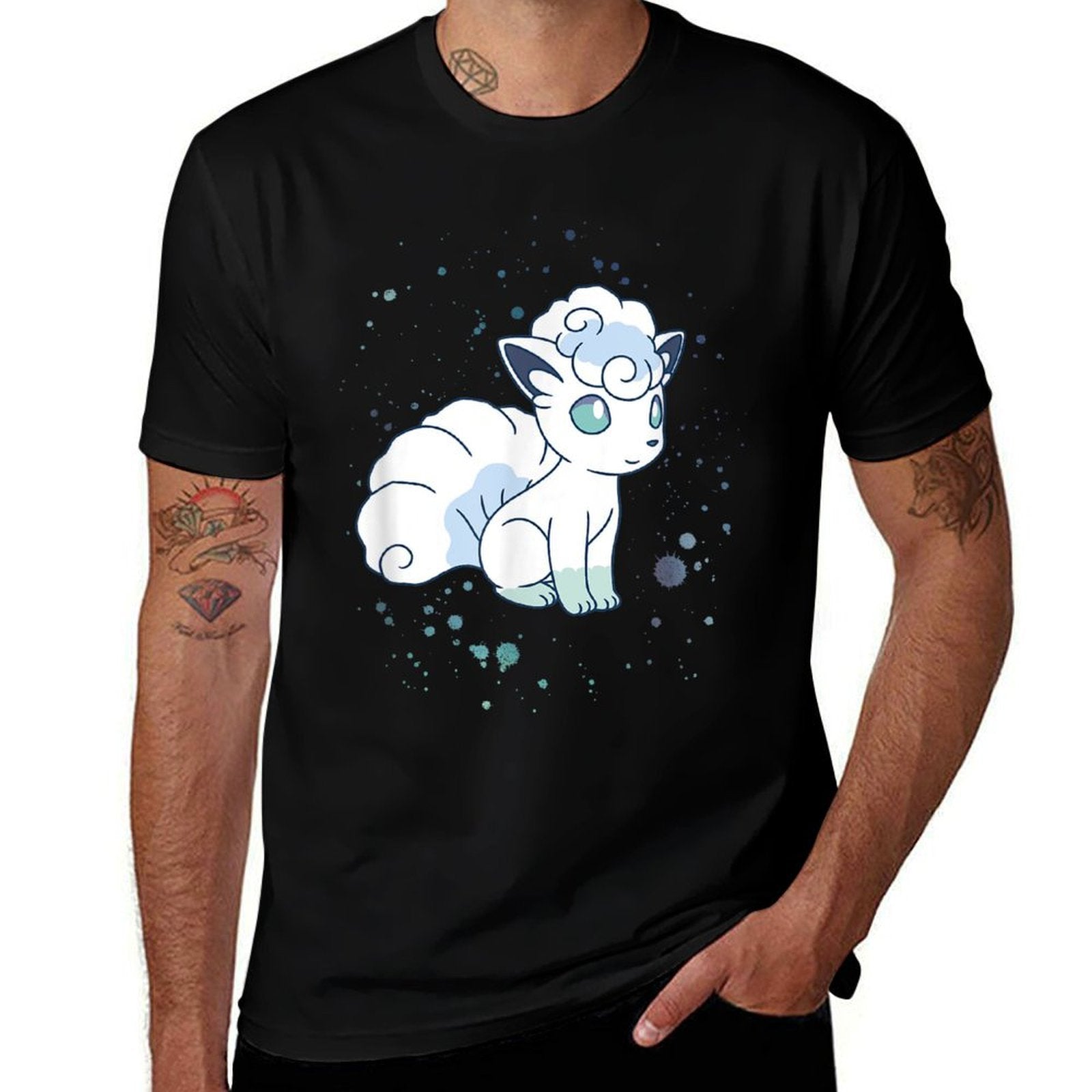 Pokémon Alolan Vulpix Winter Watercolor Portrait  Cotton T-Shirt