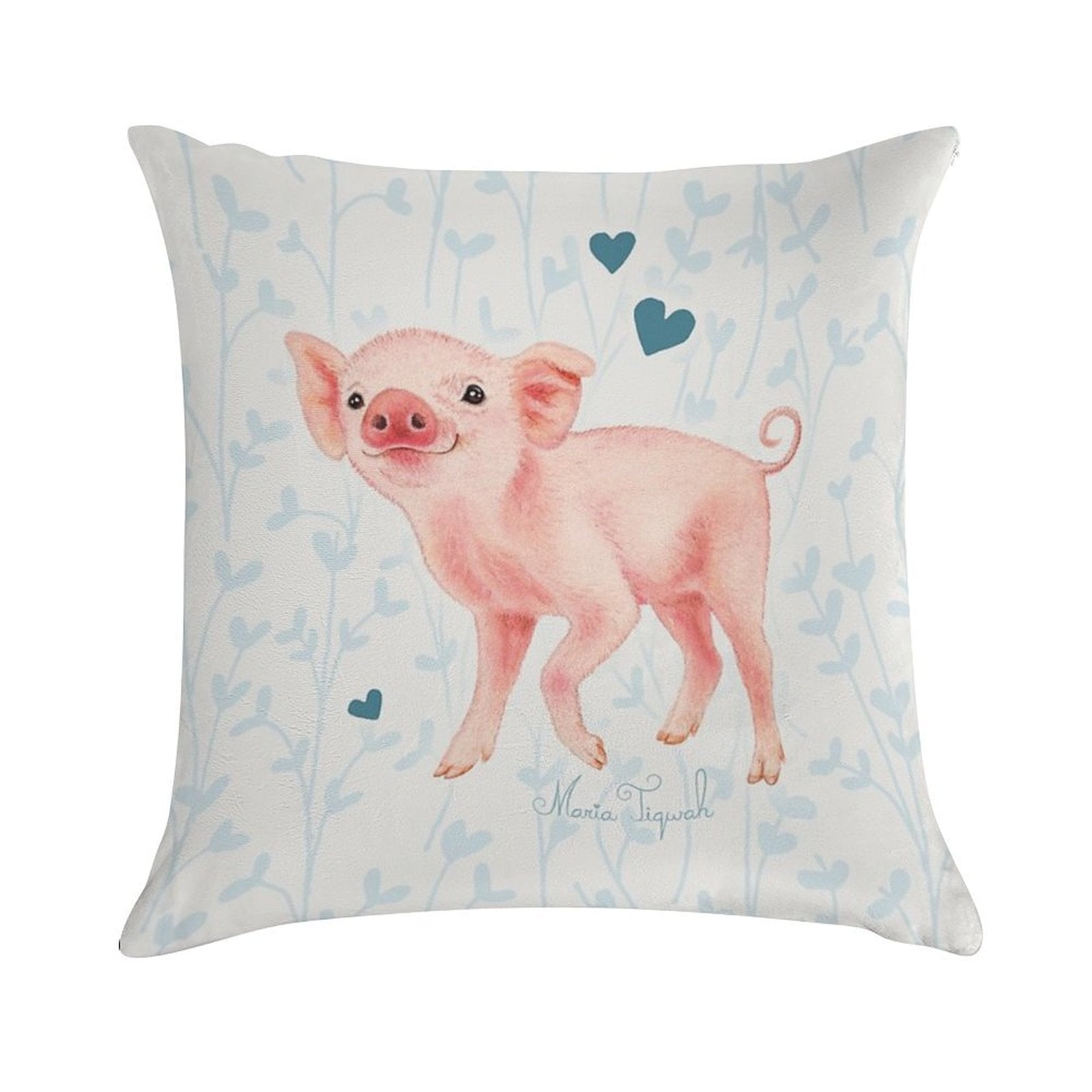 Cute Piglet by Maria Tiqwah Soft Decorative Cover Throw Pillow