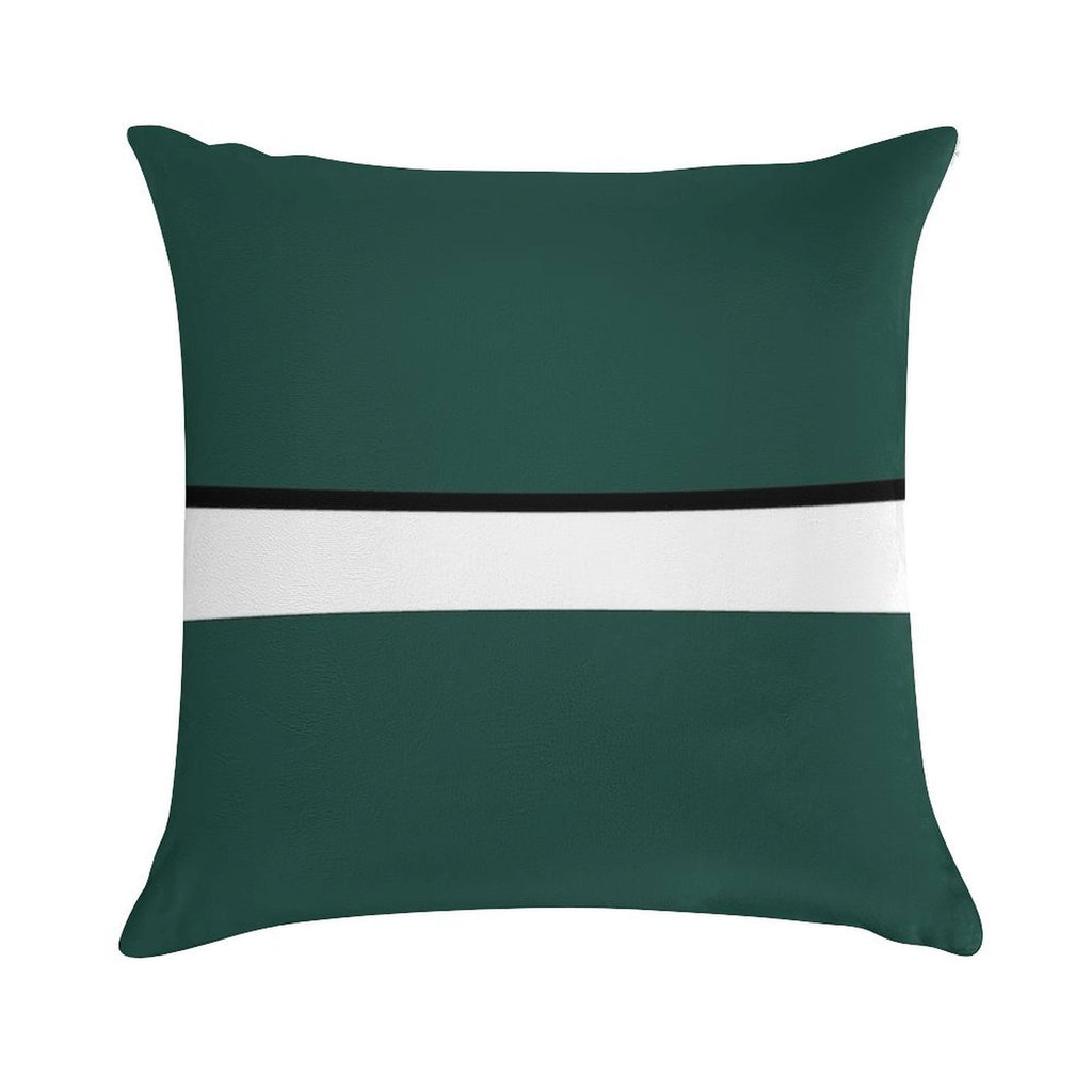 Hunter Green White And Black Banded Soft Style Accent Throw Pillow