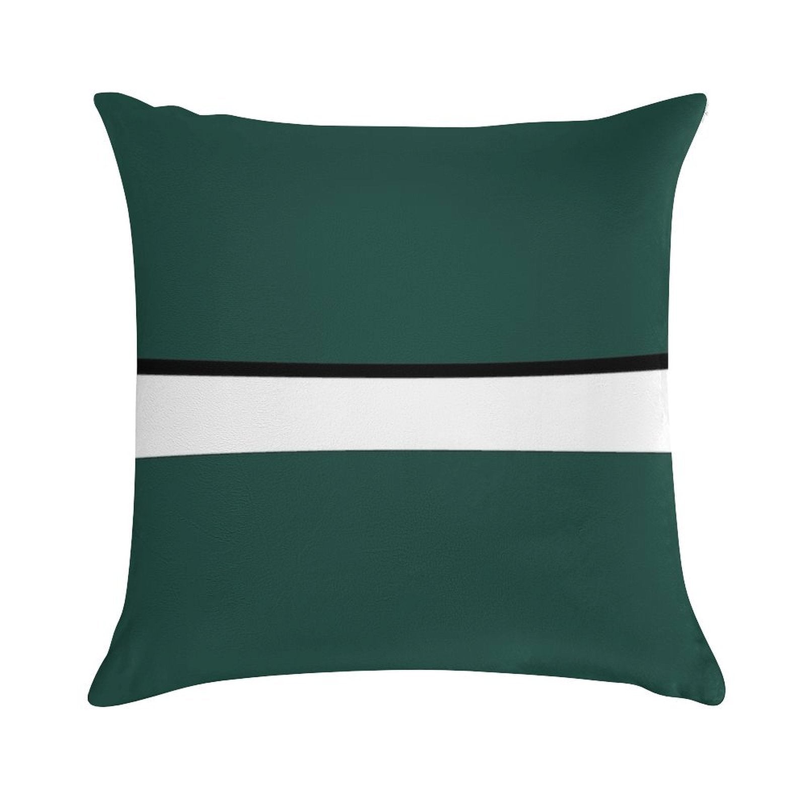 Hunter Green White And Black Banded Soft Style Accent Throw Pillow