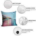 Rainy Motel Lights Soft Skin-Friendly Throw Pillow