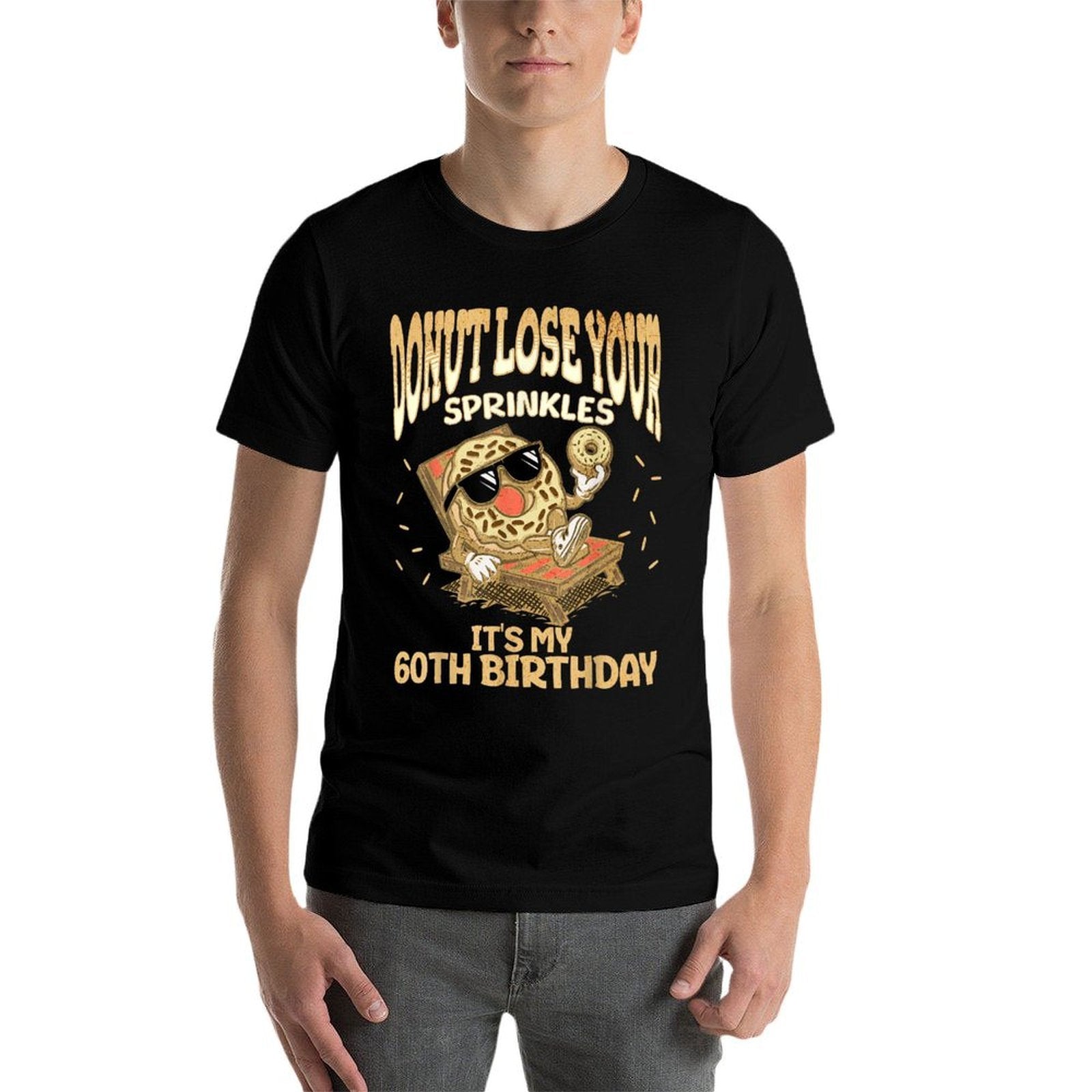 It's My 60th Birthday Funny Donut on Beach 60 Year Old Mens  Durable T-Shirt