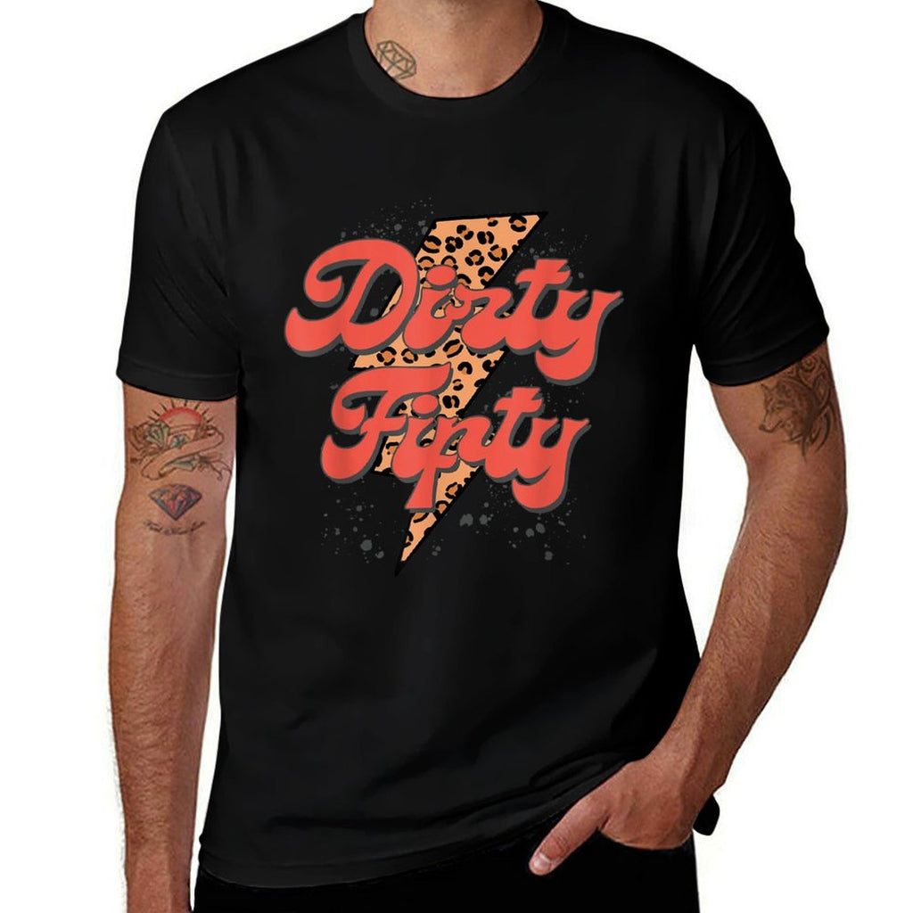 Dirty Fifty Leopard Bolt, 50th Birthday, Dirty 50 Party  Moisture-wicking T-Shirt