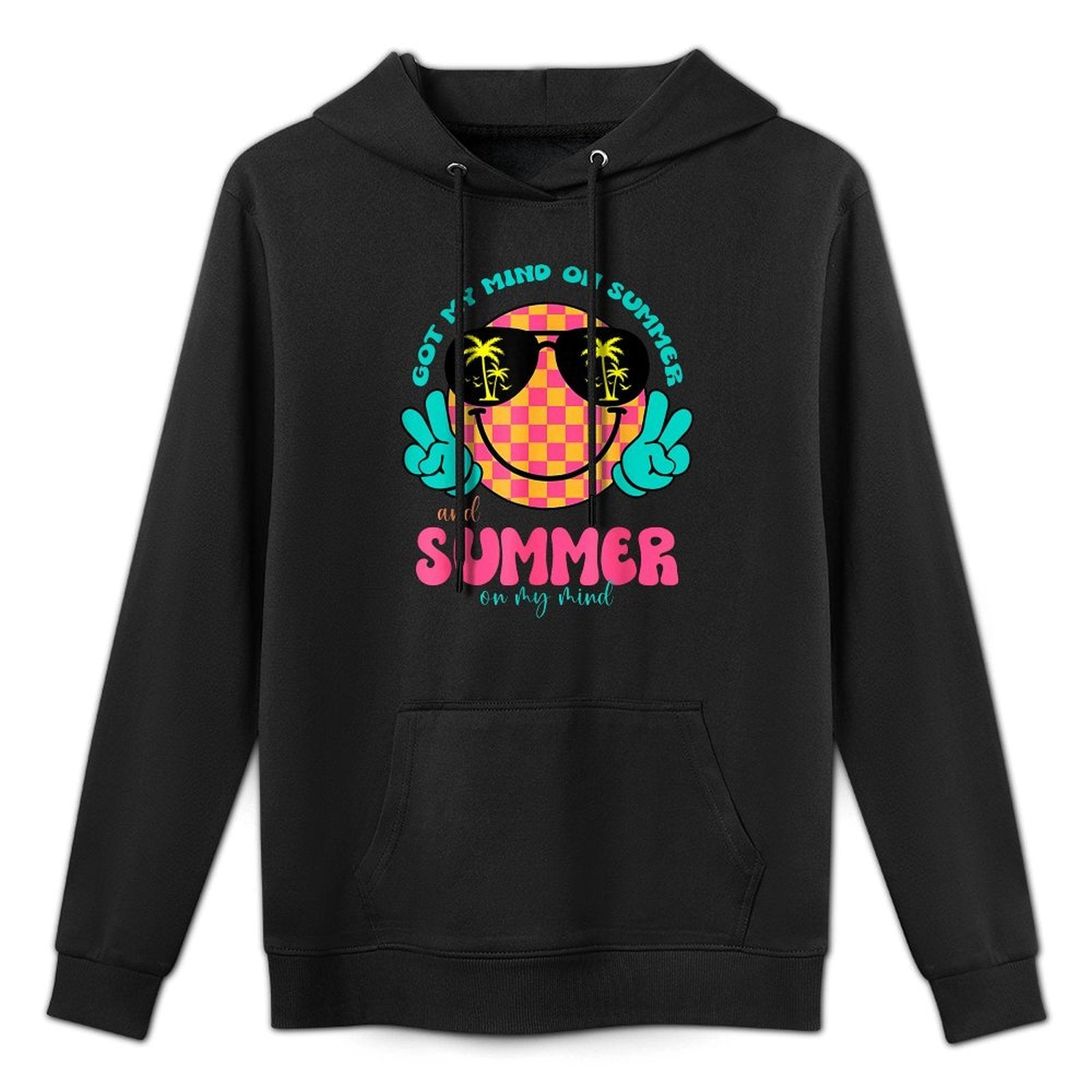 Groovy Happy Face Summer Vibes Got My Mind On Summer Teacher Adjustable Hood Hoodie
