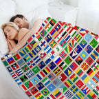 Flags of The World All Countries Nations  - Beige Compact Throw Blanket