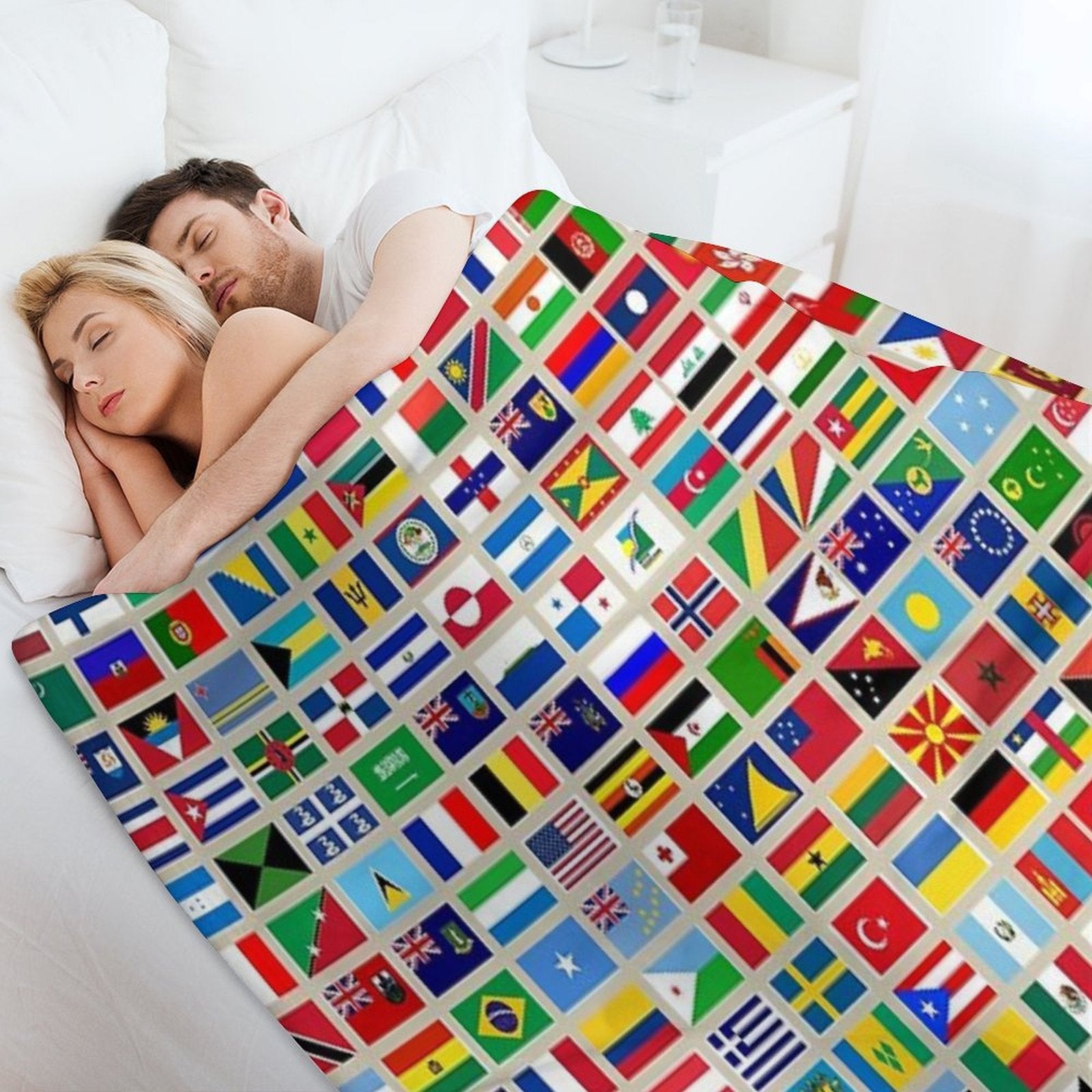 Flags of The World All Countries Nations  - Beige Compact Throw Blanket