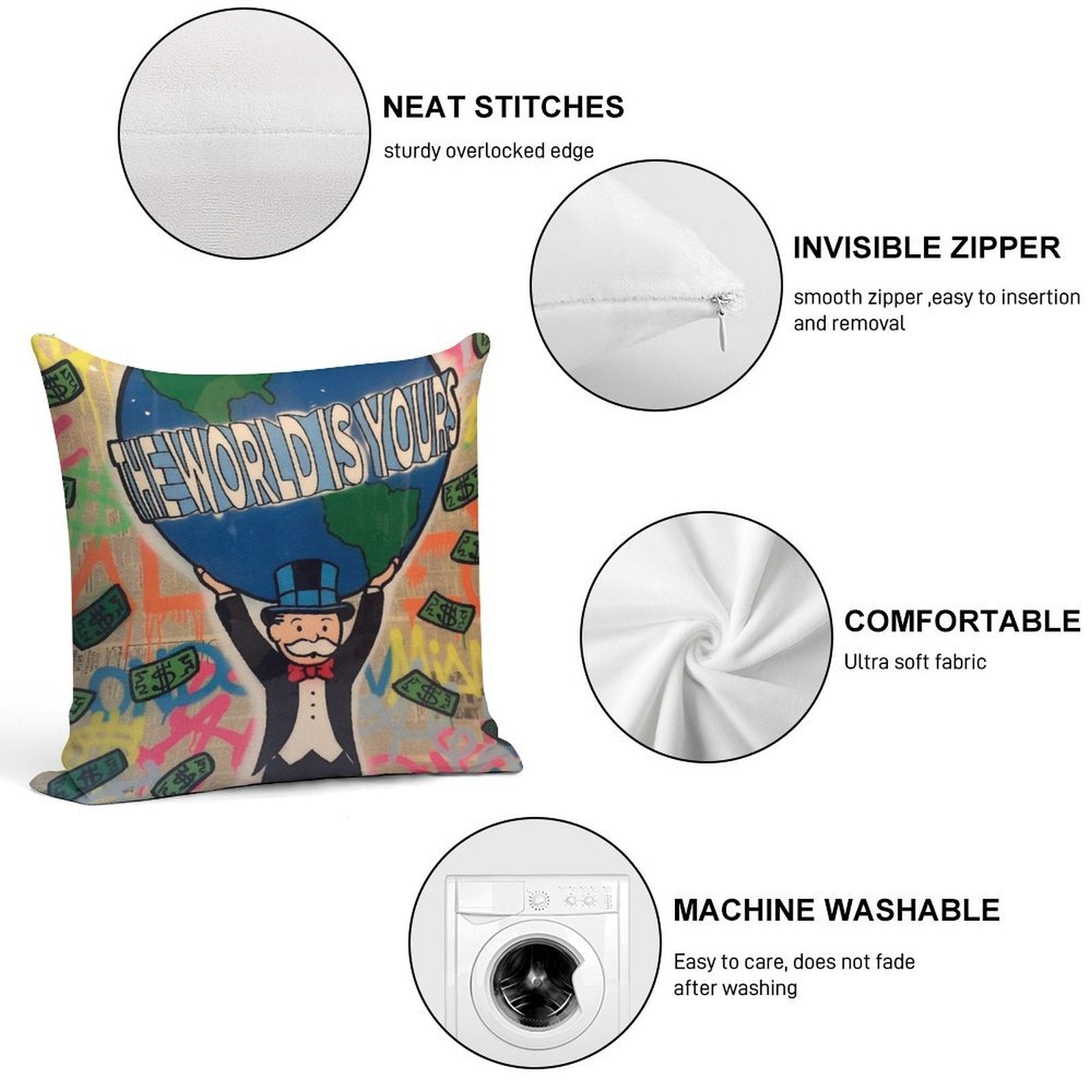 Alec World Soft High-Density Material Throw Pillow