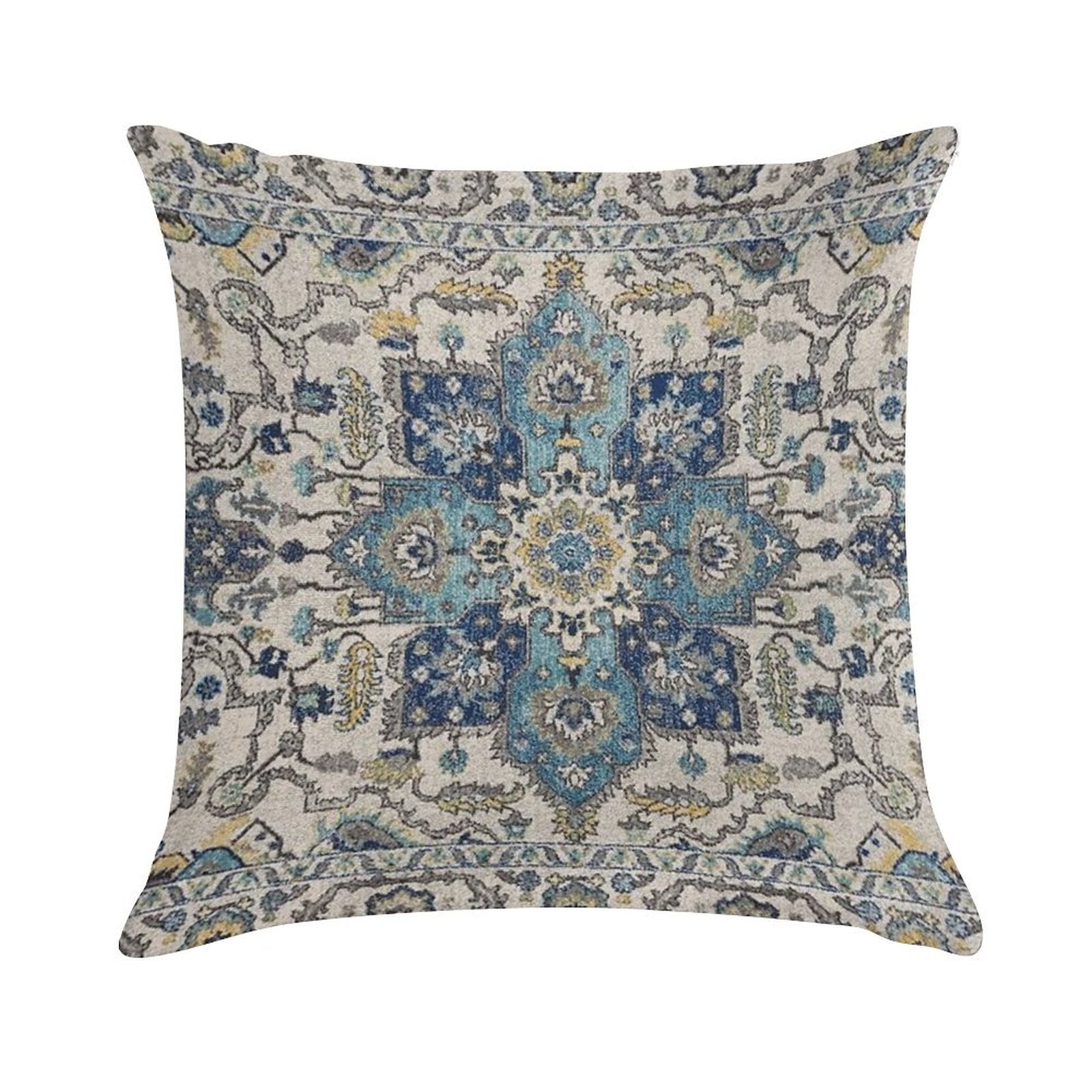 Persian Vintage Gray Blue Soft Easy Maintenance Throw Pillow