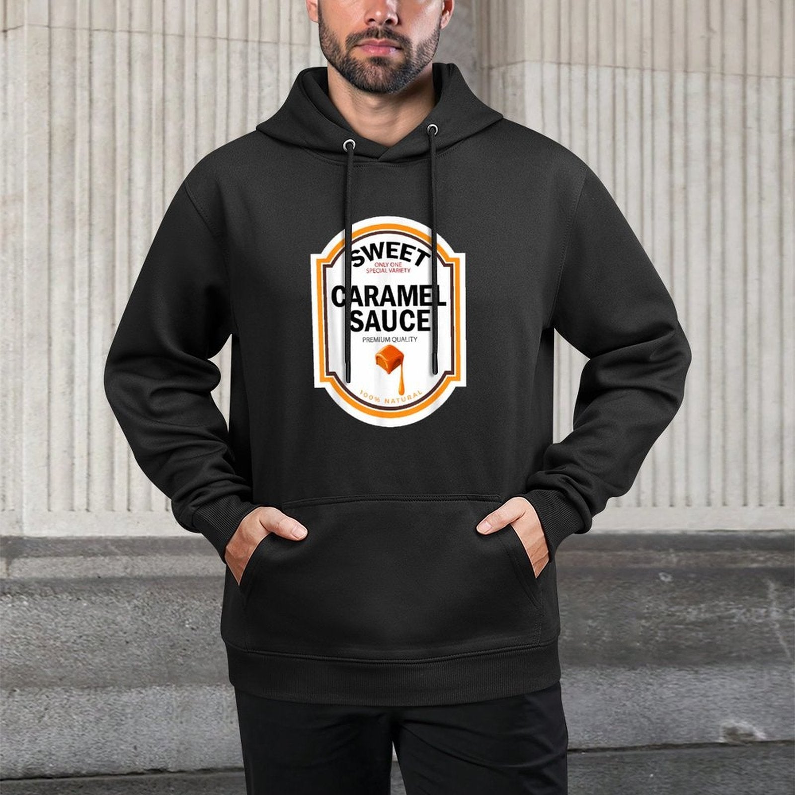 Caramel Sauce DIY Halloween Funny Matching Costume Label Relaxed Fit Hoodie