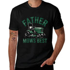 Mens Father Mows Best Funny Lawn Dad Mowing Gardener Father  Slim-fit Cut T-Shirt