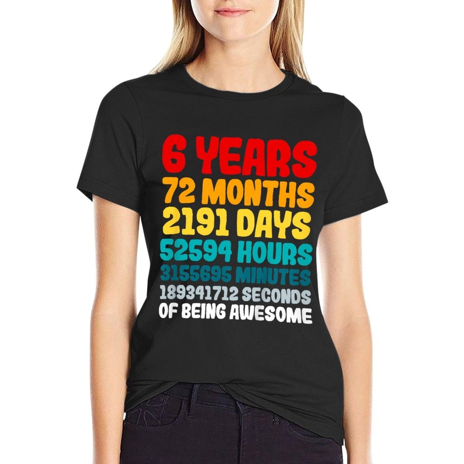 Kids How Many Years, Month, Days, Minutes And Seconds Is 6 Years  Rolled Sleeves T-Shirt