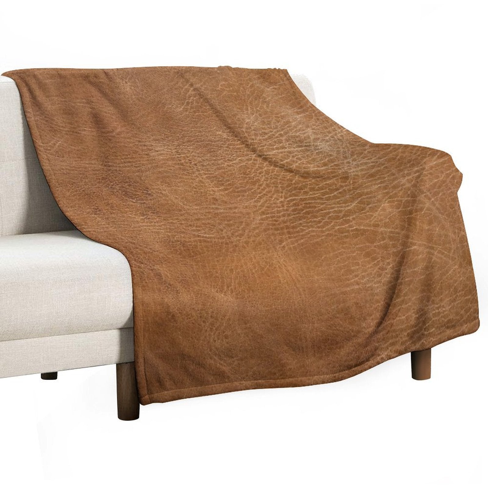 Light Brown Leather Design Velvety-soft Throw Blanket